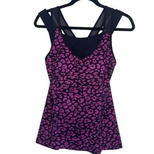 Lululemon Pink Black Loose Fitting Yoga Workout Top Size 6 Extra Wide Br…